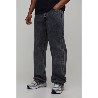 Relaxed Acid Wash Jeans | Acid Wash Black | Size 28