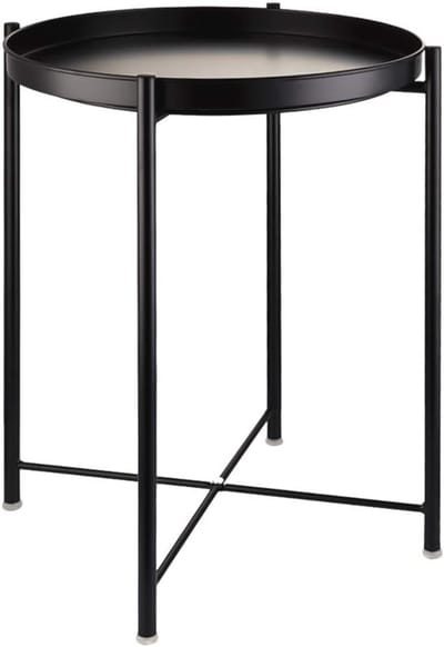 Opvouwbare Metalen Bijzettafel met Afneembaar Dienblad - Waterdichte Salontafel voor Woonkamer, Slaapkamer, Balkon en Kantoor