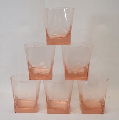 ZoeZo Design - 6 stuks - Whisky glazen - care glazen - zacht oud roze - afmeting glas: H 9 cm - Ø 7,5 cm