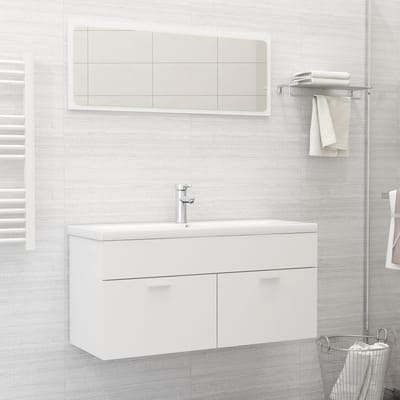 vidaXL - Wastafelkast - met - ingebouwde - wastafel - spaanplaat - wit