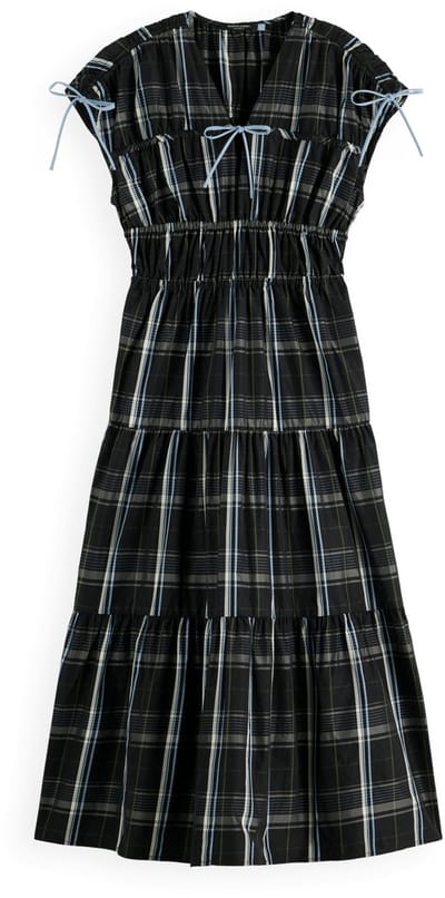 Scotch & Soda Gathered Taffeta Tied Mouwloze Midi-jurk Zwart 36 Vrouw