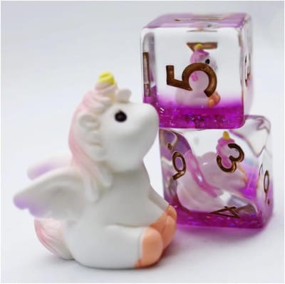 Foam Brain Games dobbelstenen set mystic unicorn voor RPG spellen.
