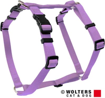 WOLTERS Cat & Dog Basic Harnas / Hondentuigje - Nylon - Flieder - L - Borstomtrek 50 - 75 cm (GELIEVE ALVORENS BESTELLEN OPMETEN)