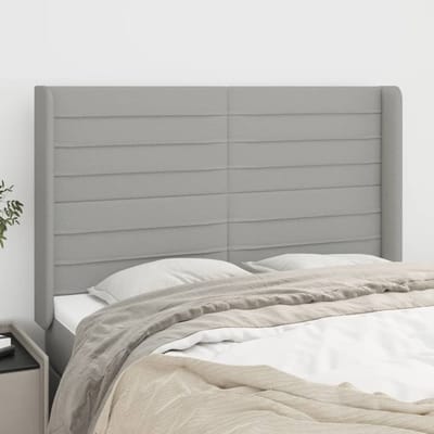 vidaXL - Hoofdbord - met - randen - 147x16x118/128 - cm - stof - lichtgrijs