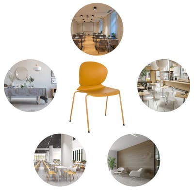 Bezoekersstoel / vergaderstoel / stapelstoel T36 VI kunststof / staal geel / geel hjh OFFICE