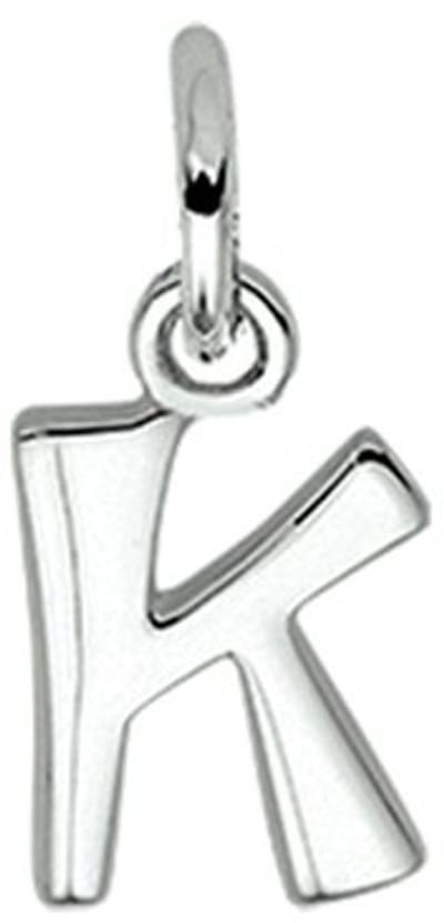 Zilver Gerhodineerde Hanger letter K 1330008