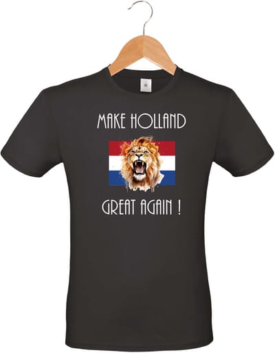Mijncadeautje - T-shirt - Make Holland Great Again - Trots op Nederland - T-shirt unisex zwart - 100% katoen - maat S