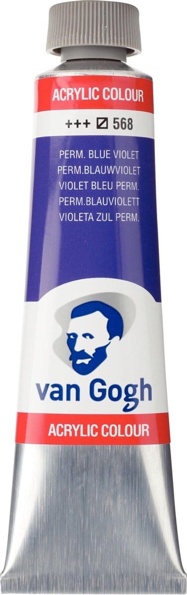 Van Gogh Acrylverf Blauw - Acrylpaint - 568 Permanent Blauwviolet - Acrylic Verf Paint - Acrylaatverf - Blauwe Hobbyverf - Watergedragen Verf - Sneldrogende Pigmentrijke Verf - 40ml