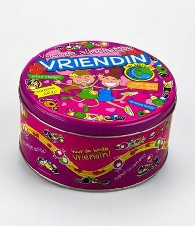 Drop - Snoeptrommel - Vriendin - Gevuld met Drop - In cadeauverpakking met gekleurd lint
