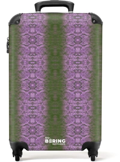 NoBoringSuitcases.com - Koffer - lichtpaars slangenhuid met symmetrische schubstructuur - Past binnen 55x40x20 cm en 55x35x25 cm - Trolley handbagage - Valiezen met wieltjes volwassenen - Reiskoffer op wielen - Rolkoffer lichtgewicht