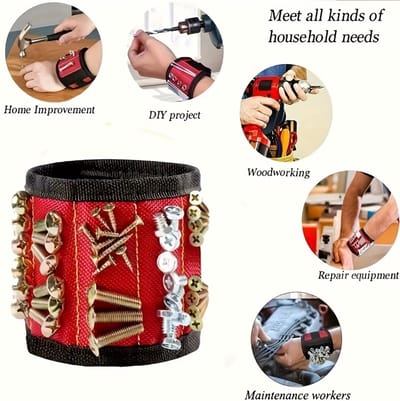 Actie4you® - Magnetische Polsband - ideaal voor elektriciens en klussers - Armband voor Schroeven - Klus Polsband - Armband met Magneten – Klus Armband – Rood