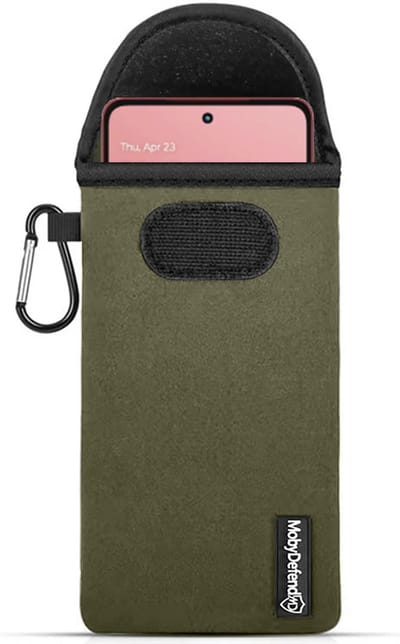 MobyDefend Hoesje - Geschikt voor Motorola Moto G86 - Neopreen Pouch Met Karabijnhaak - Insteek - Riemlus - Groen