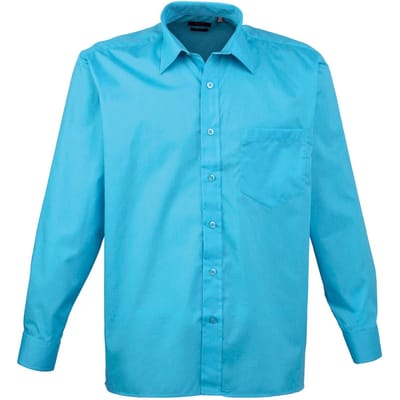 Premier Heren Popeline Overhemd Met Lange Mouwen (Turquoise)