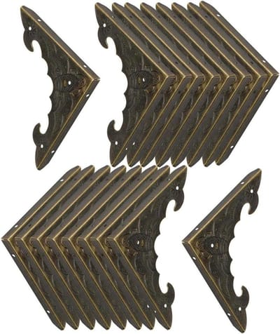 sourcing map Box hoekbeschermers vintage driehoek metalen frame voor meubels bureau juwelendoos tafel bronzen tint 18 stuks