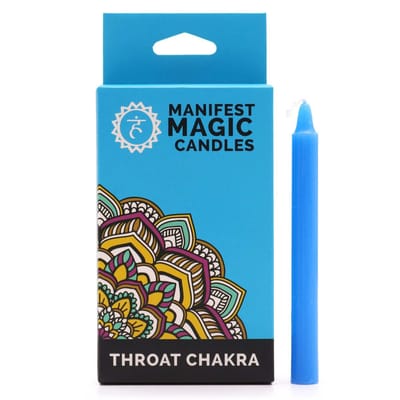 Ancient Wisdom - Kaars - Magische kaars blauw voor keelchakra - aromatherapie - decoratie - cadeau - verlichting - sfeer