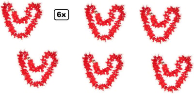 6x Hawai krans rood - Tropical hawaii thema feest festival fun beach party