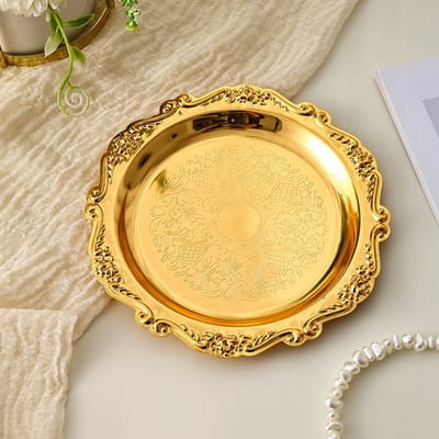 Gouden dessertbordjes, 5-delige set van handgesneden metalen bordjes van 10 cm, perfect voor bruiloften, buffetten en andere gelegenheden.