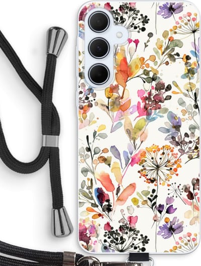 Case Company® - Hoesje met koord geschikt voor Samsung Galaxy A35 hoesje met Koord - Wilde grassen - Telefoonhoesje met Zwart Koord - Bescherming aan alle Kanten en Over de Schermrand
