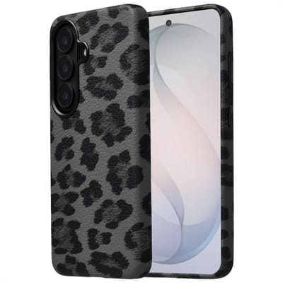 Selencia Hoesje - Geschikt voor Samsung Galaxy S26 - Sabi Backcover panterprint met Magnetische Ring - Midnight Black