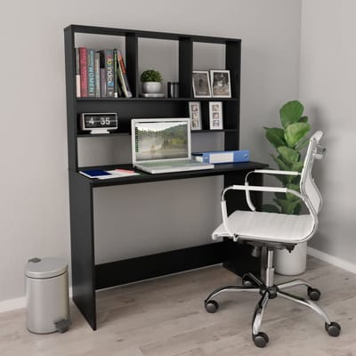 vidaXL - Bureau - met - schappen - 110x45x157 - cm - bewerkt - hout - zwart