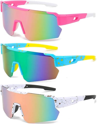 Set van 3 Snelle Fietszonnebrillen, Zelfkleurend, Sportzonnebrillen voor Mannen en Vrouwen, UV 400 Bescherming, Gepolariseerde Fietsbrillen, Hardloopbrillen voor MTB en Wegfietsen