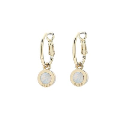 Biba Oorhangers Goud met gekleurde steen Groot White Opal