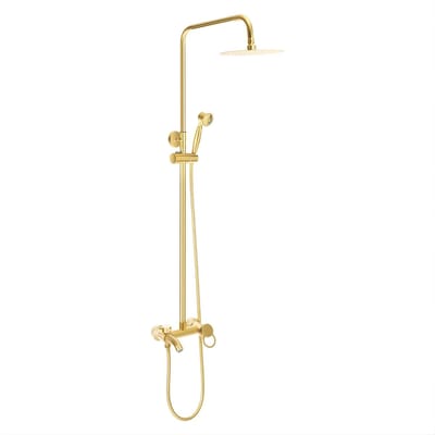 Douche Set – Voor Badkamer & Hotels – Messing en RVS Douche Systeem, Complete Set met Verstelbare Douche Rail 80–117 cm – Goud