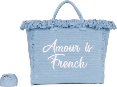 Ines Delaure - strandtas/shopper/weekendtas - amour is french - licht blauw