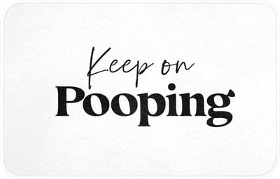 Badmat 80x50 cm - Antislip - Spreuken - Keep on pooping - Wit - Quotes - Badmatten voor badkamer - Badkamermat - Douchemat - Badkamer mat