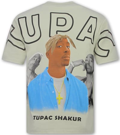 Tupac Shakur - Oversized T shirt Heren - T shirt Heren met Print - 2Pac Tshirt met Opdruk -1791- Beige