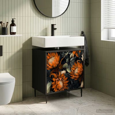 vidaXL - Badkamerkast - LOCHEM - Zwart - eiken - 60 - x - 40 - x - 61 - cm - Bewerkt - hout