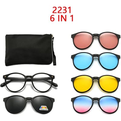 5 STuks Magnetische Clip-On Zonnebril UV400 Kunststof Frame voor Dames Heren Nachtrijden SHOW AS PICTURE black