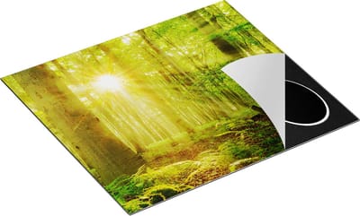 Chefcare Inductie Beschermer Groen Bos met Schijnende Zonnestralen - 60x50 cm - Afdekplaat Inductie - Kookplaat Beschermer - Inductie Mat