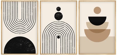 Asir - Decoratief ingelijst MDF-schilderij (3 stuks) - Veelkleurig - Schilderwerk: 100% MDF (Dikte: 3 mm) - 53 x 76 x 7 cm