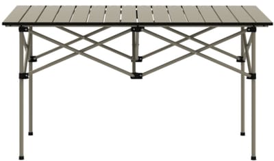 Campingtafel - Klaptafel met oprolbaar tafelblad - Tuintafel van aluminium licht - Bijzettafel - Opvouwbare tafel voor tuin, balkon en camping - Khaki