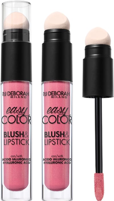 Deborah Milano Easy Color Blush & Lipstick – Kleur 06 Pink Glow - 2-in-1 Lippenstift & Blush Stick – Crème Hydraterende Textuur – Natuurlijke, Frisse Glow – Opbouwbare Kleur – Voor Lippen en Wangen – Makkelijk in Gebruik voor On-the-Go Make-up