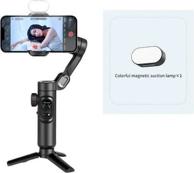 Smartphone Gimbal Kit — Inclusief magnetisch lampje — Stabilizer voor smartphones — Anti-shake stabilisatie — Geschikt voor alle smartphones — Object- en gezichtsherkenning - Zwart