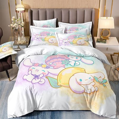 Leuke Cinnamoroll beddengoedsets: dekbedovertrek, kussensloop, 2-3-delige sets, ideaal als cadeau voor tieners en kinderen. US Twin173x218cm