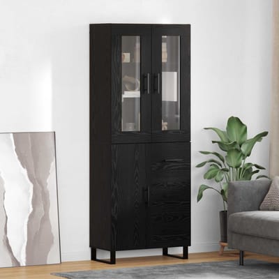 vidaXL - Highboard - 2 - st - Zwart - Eiken - 69,5 - x - 34 - x - 180 - cm - Bewerkt - hout