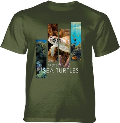 T-shirt Protect Sea Turtle Split Portrait Green S