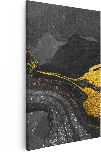 Artaza Canvas Schilderij Marmer Goud - 20x30 cm - Klein - Muurdecoratie Abstract - Wanddecoratie Woonkamer - Kamer Accessoires