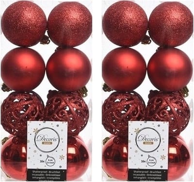 Kerstballenset - 32 stuks - 6cm - Kunststof