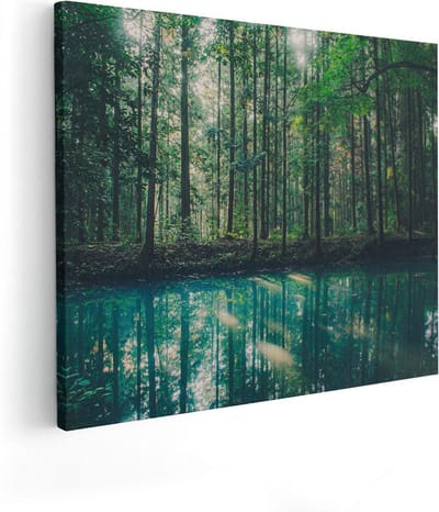 Artaza Canvas Schilderij Bos - 100x80 cm - Groot - Wanddecoratie Natuur - Muurdecoratie Bomen - Schilderijen Op Canvas Landschap