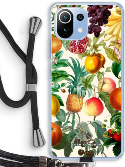Case Company® - Hoesje met koord geschikt voor Xiaomi Mi 11 Lite hoesje met Koord - Classic Flora - Telefoonhoesje met Zwart Koord - Bescherming aan alle Kanten en Over de Schermrand