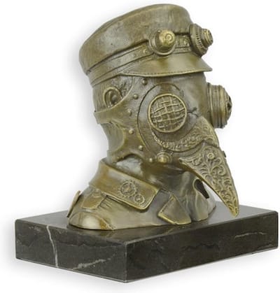 Pest Masker - Bronzen Beeld - Steampunk - Brons Beelden - Kunst Sculptuur - Decoratie - 11x10x13