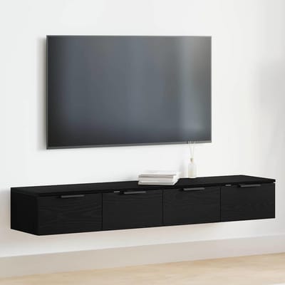 vidaXL - Wandkast - 2 - st - Zwart - Eiken - 68 - x - 30 - x - 20 - cm - Bewerkt - hout