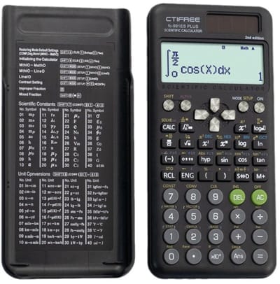 Rekenmachine - Calculator - Wetenschappelijke Rekenmachine - 417 Functies - Beeldscherm in Whiteboardstijl - Dubbele Voeding - Zwart