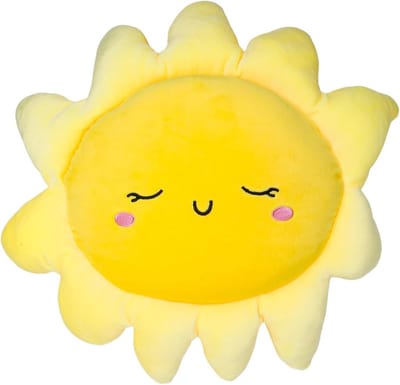 Zonnekussen Pluche - Knuffelkussen Decoratief - Ontspannen Zitten - Zacht Dons Gevuld - 45 cm - Zonnegeel