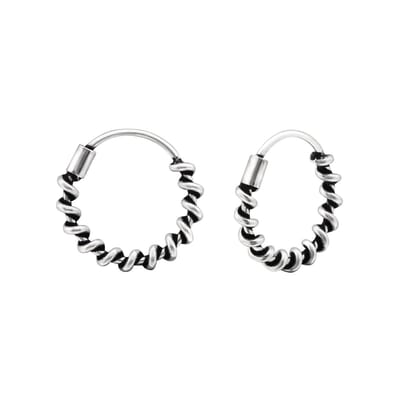 Montebello Oorbellen Capri Small - 925 Zilver Geoxideerd - Bali - 2mm - ∅12mm