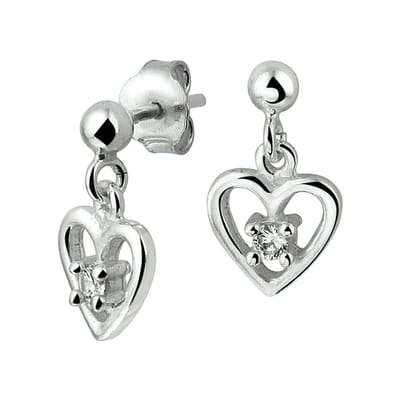 TFT Oorknoppen Hart Zirkonia Zilver Gerhodineerd Glanzend 15 mm x 8 mm